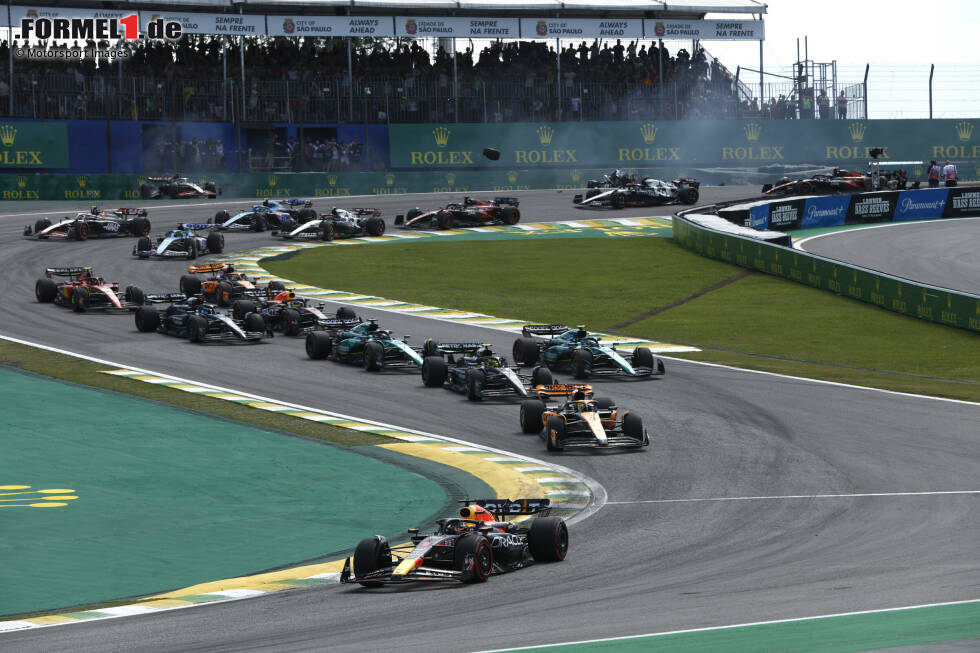 Foto zur News: Alexander Albon (Williams), Max Verstappen (Red Bull), Lando Norris (McLaren), Lewis Hamilton (Mercedes), Fernando Alonso (Aston Martin) und Kevin Magnussen (Haas)