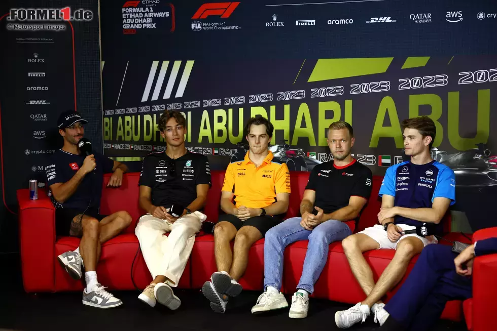 Foto zur News: Daniel Ricciardo (AlphaTauri), George Russell (Mercedes), Oscar Piastri (McLaren), Kevin Magnussen (Haas) und Logan Sargeant (Williams)