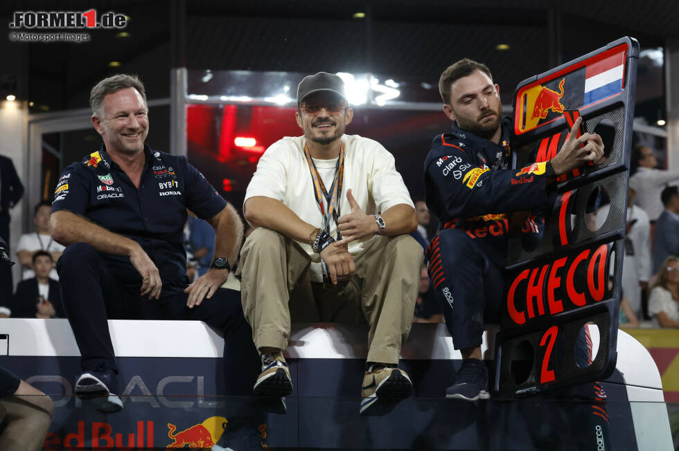 Foto zur News: Christian Horner (Red Bull) mit Orlando Bloom