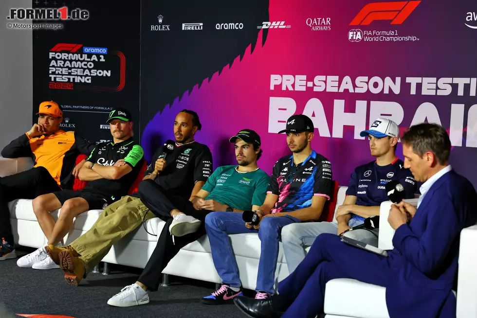 Foto zur News: Lando Norris (McLaren), Valtteri Bottas (Sauber), Lewis Hamilton (Mercedes), Lance Stroll (Aston Martin), Esteban Ocon (Alpine) und Logan Sargeant (Williams)