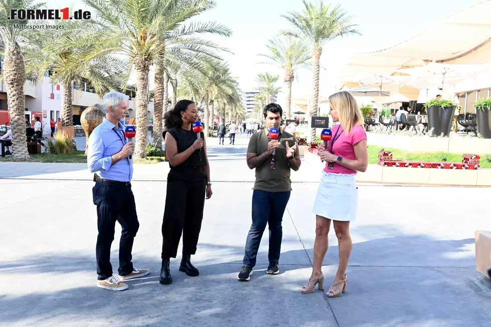 Foto zur News: Damon Hill, Naomi Schiff, Karun Chandhok und Rachel Brooks von Sky