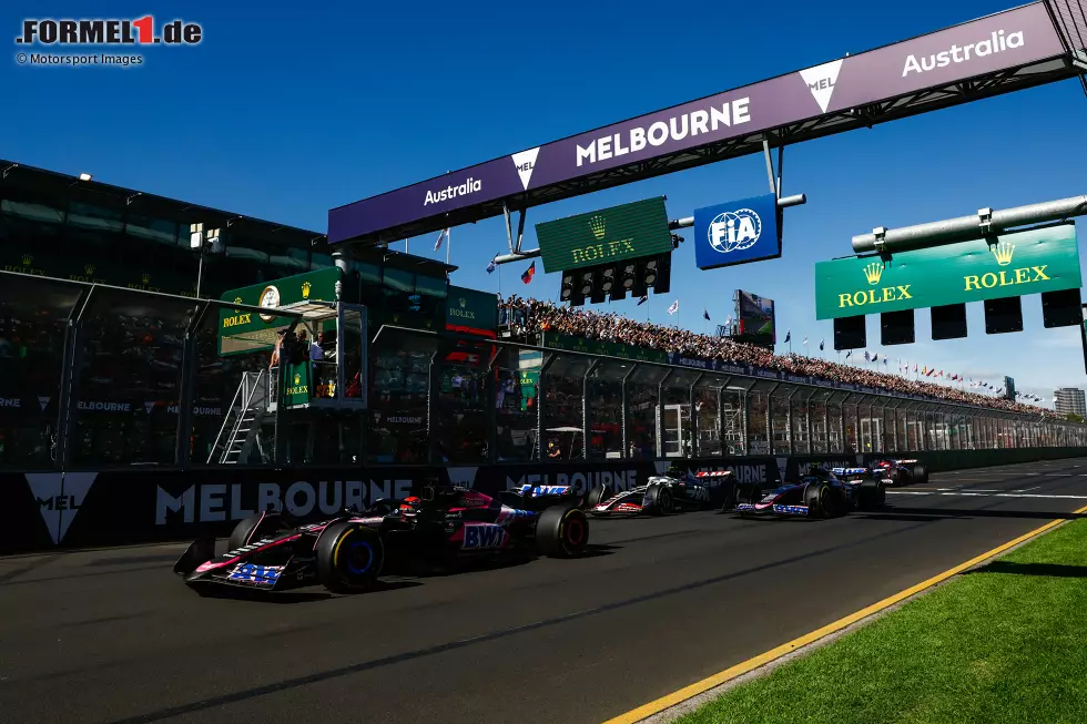 Foto zur News: Esteban Ocon (Alpine), Pierre Gasly (Alpine), Nico Hülkenberg (Haas) und Daniel Ricciardo (Racing Bulls)