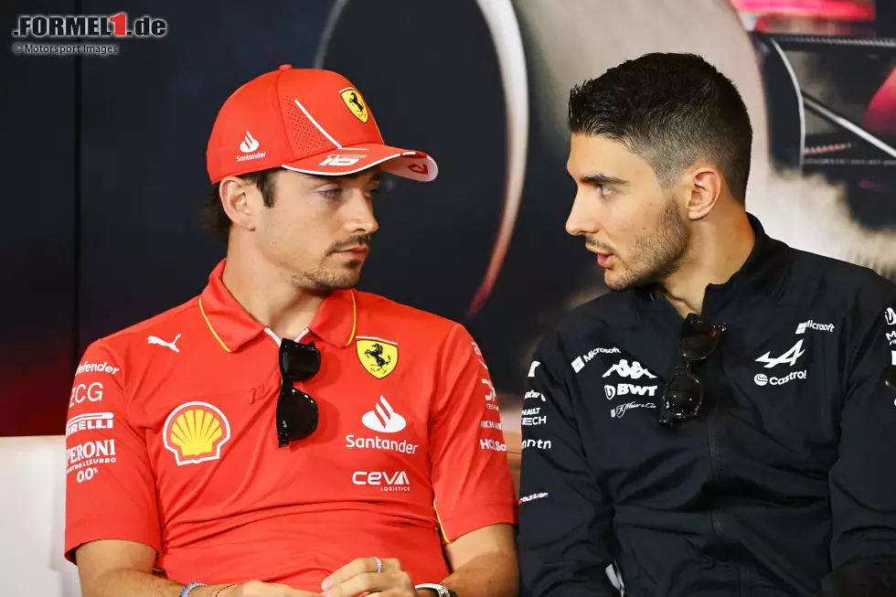 Foto zur News: Charles Leclerc (Ferrari) und Esteban Ocon (Alpine)