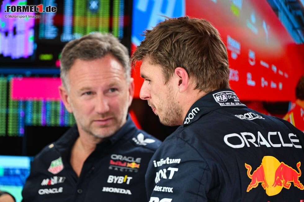 Foto zur News: Christian Horner und Max Verstappen (Red Bull)