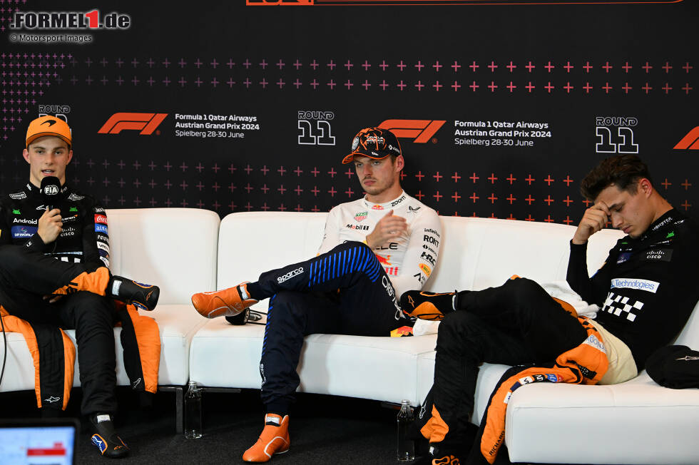 Foto zur News: Oscar Piastri (McLaren), Max Verstappen (Red Bull) und Lando Norris (McLaren)