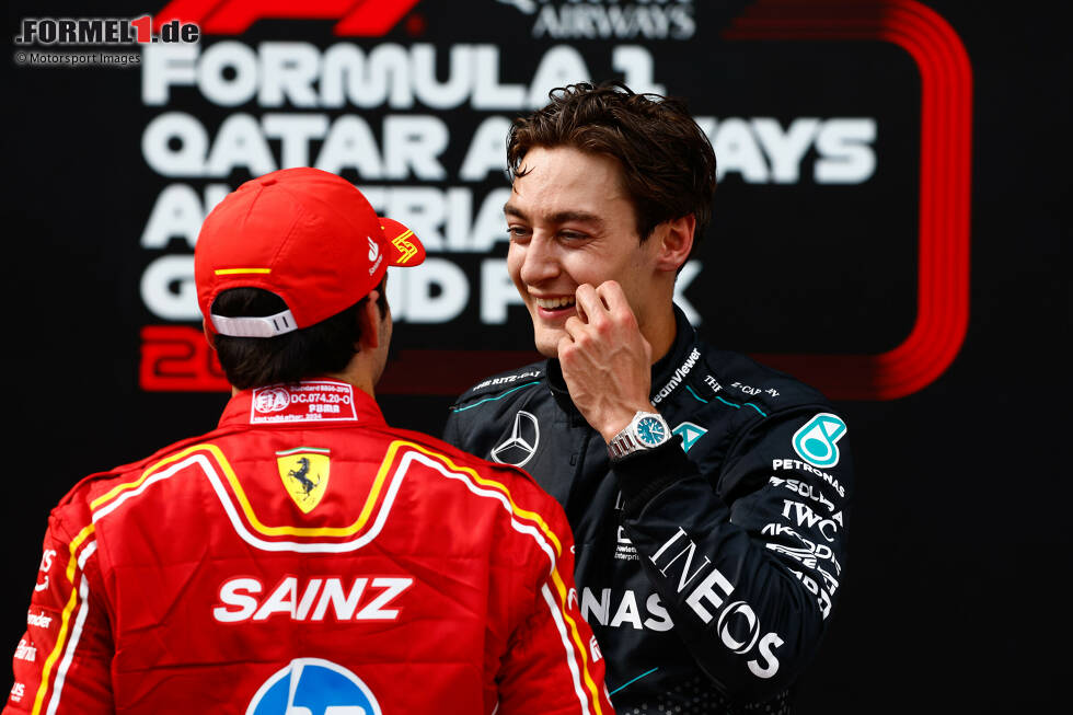 Foto zur News: Carlos Sainz (Ferrari) und George Russell (Mercedes)