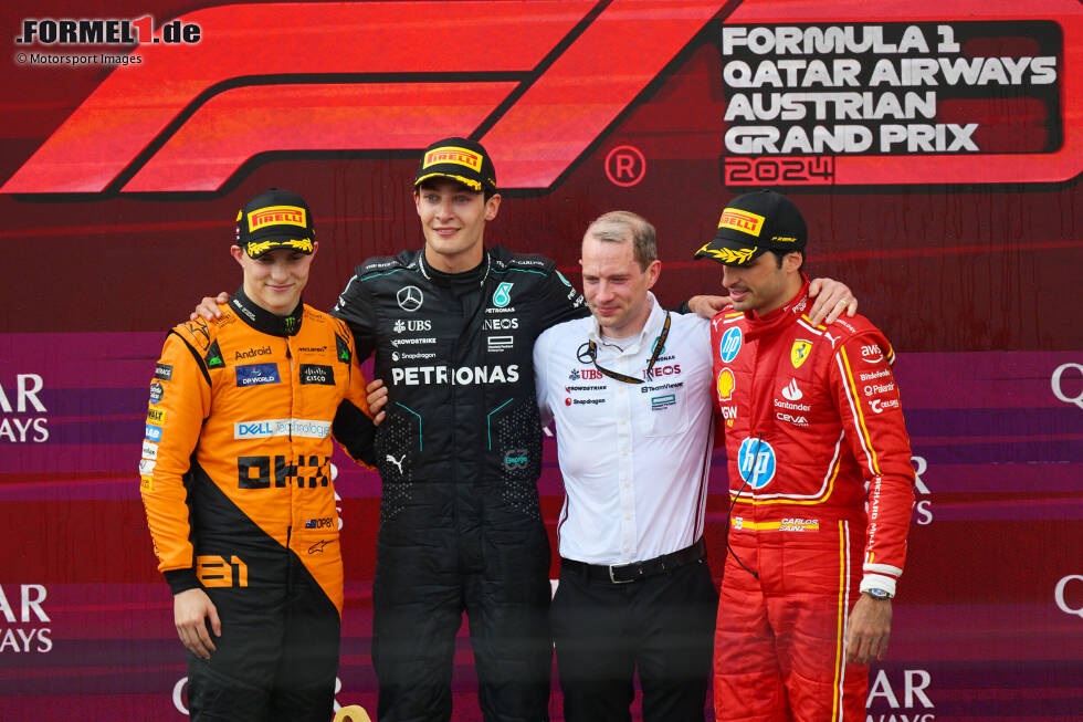 Foto zur News: Oscar Piastri (McLaren), George Russell (Mercedes) und Carlos Sainz (Ferrari)