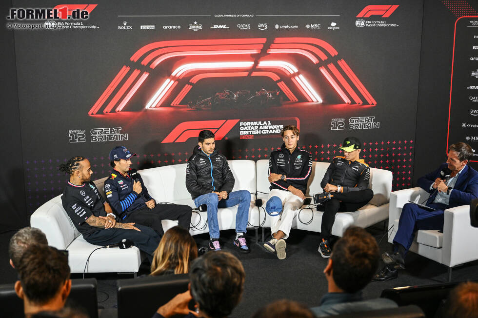 Foto zur News: Lewis Hamilton (Mercedes), Sergio Perez (Red Bull), Esteban Ocon (Alpine), George Russell (Mercedes) und Lando Norris (McLaren)