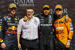 Foto zur News: Max Verstappen (Red Bull), Lewis Hamilton (Mercedes) und Lando Norris (McLaren)