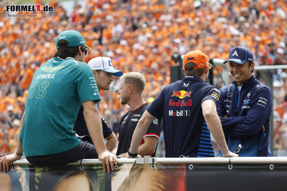 Foto zur News: Alexander Albon (Williams), Lance Stroll (Aston Martin) und Max Verstappen (Red Bull)