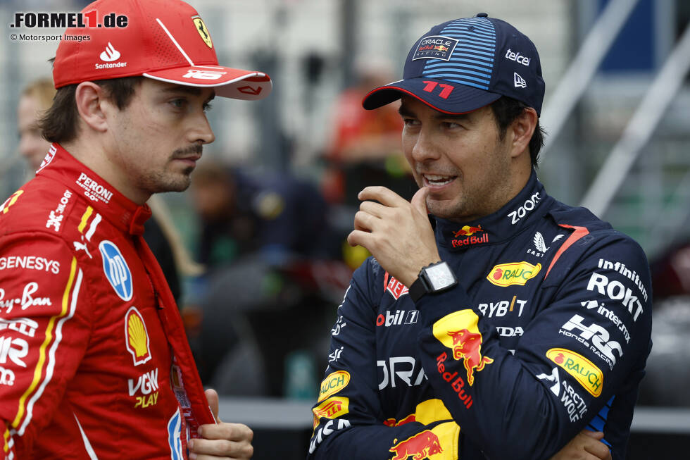 Foto zur News: Charles Leclerc (Ferrari) und Sergio Perez (Red Bull)