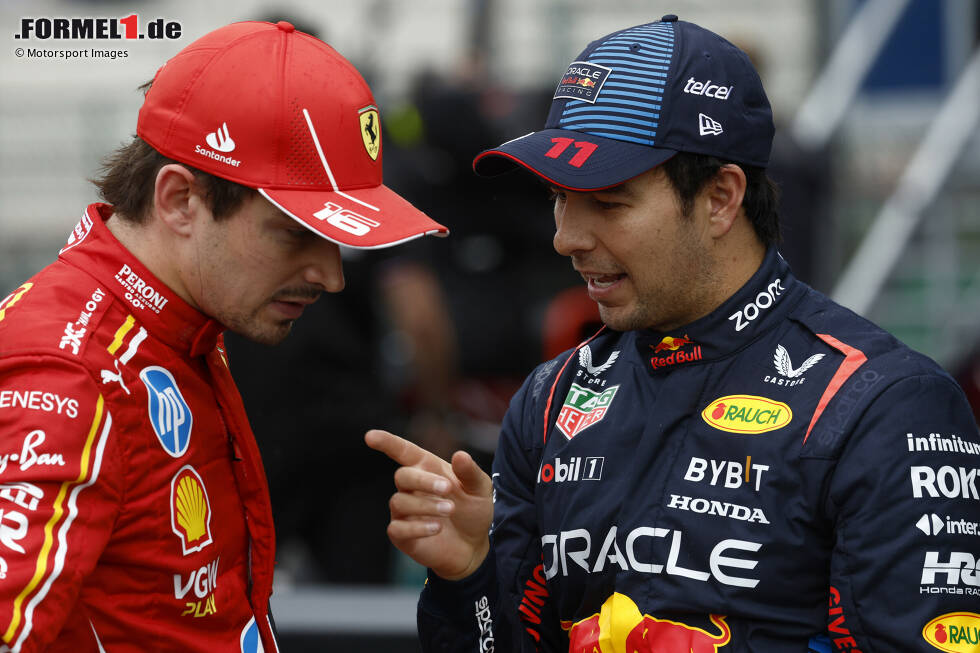 Foto zur News: Charles Leclerc (Ferrari) und Sergio Perez (Red Bull)