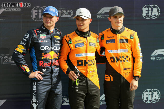 Foto zur News: Lando Norris (McLaren), Max Verstappen (Red Bull) und Oscar Piastri (McLaren)