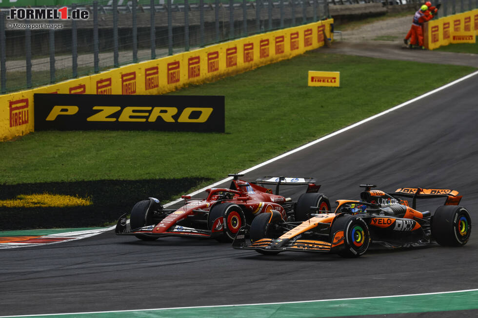 Foto zur News: Charles Leclerc (Ferrari) und Oscar Piastri (McLaren)