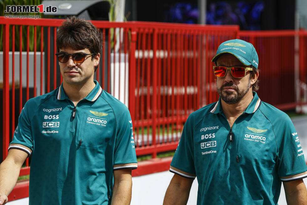 Foto zur News: Lance Stroll (Aston Martin) und Fernando Alonso (Aston Martin)