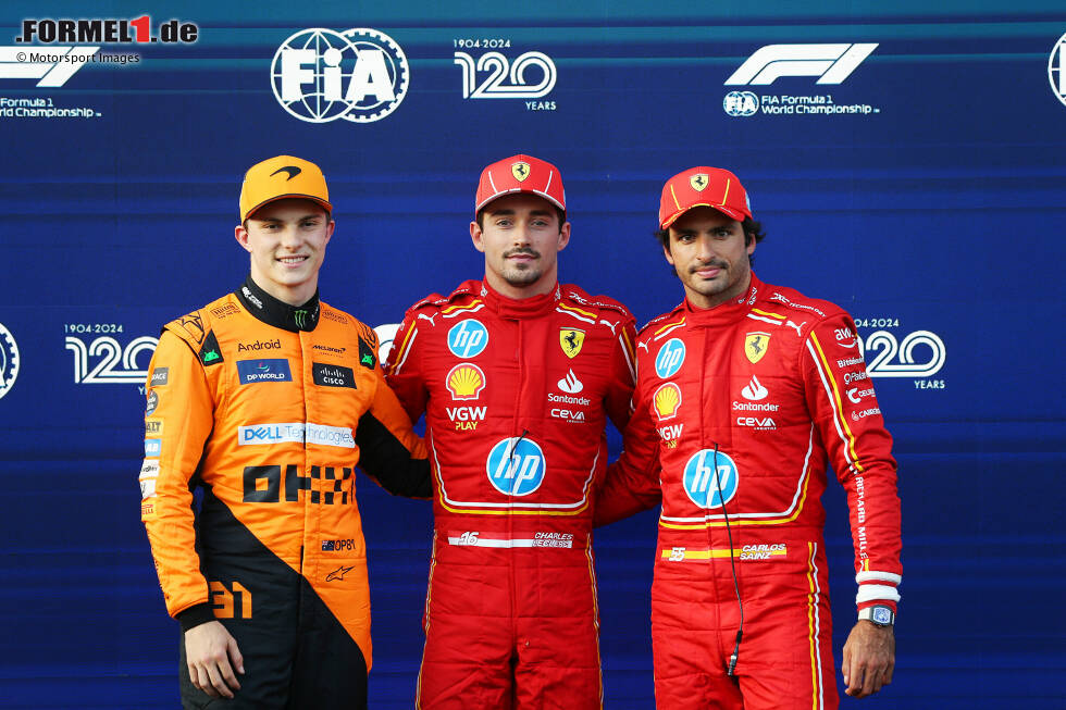 Foto zur News: Charles Leclerc (Ferrari), Oscar Piastri (McLaren) und Carlos Sainz (Ferrari)