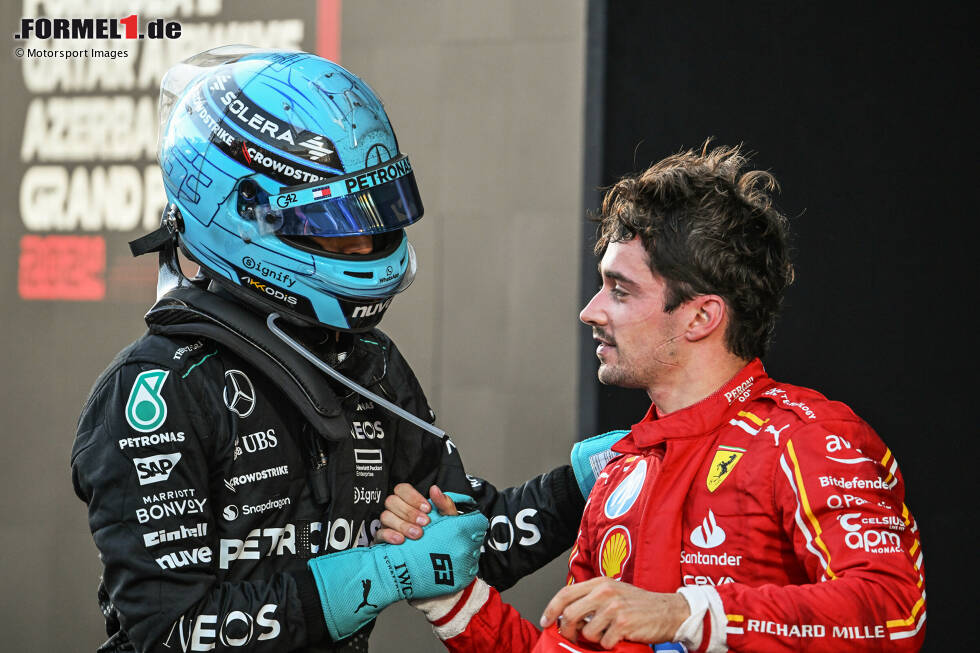 Foto zur News: George Russell (Mercedes) und Charles Leclerc (Ferrari)