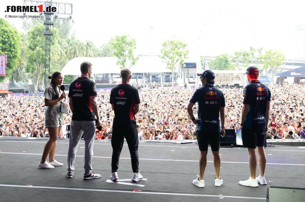 Foto zur News: Nico Hülkenberg (Haas), Kevin Magnussen (Haas), Sergio Perez (Red Bull) und Max Verstappen (Red Bull)