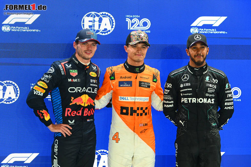 Foto zur News: Lando Norris (McLaren), Max Verstappen (Red Bull) und Lewis Hamilton (Mercedes)