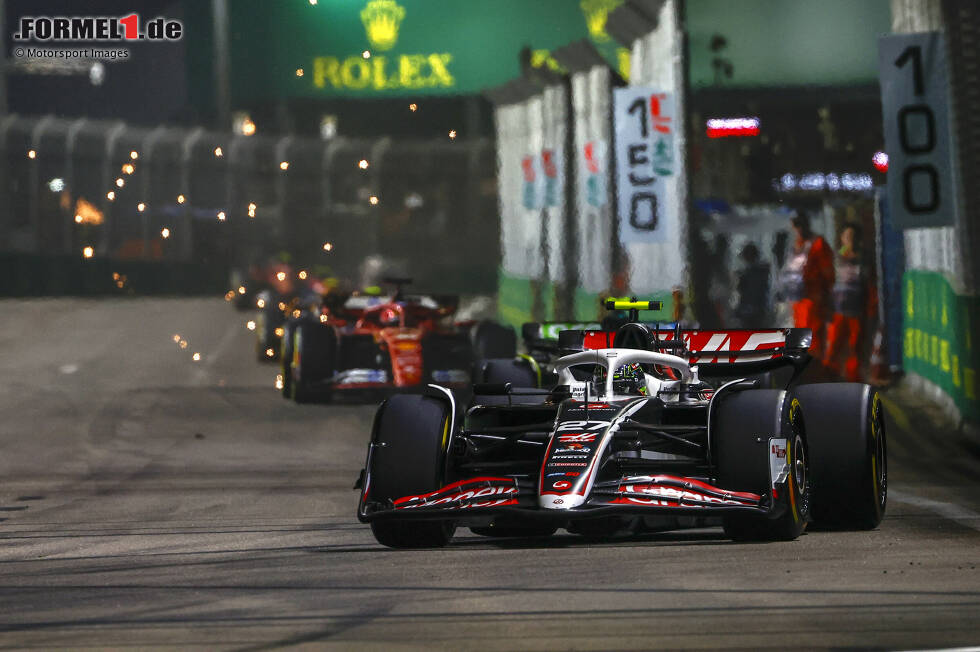 Foto zur News: Nico Hülkenberg (Haas), Fernando Alonso (Aston Martin) und Charles Leclerc (Ferrari)