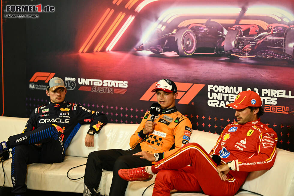 Foto zur News: Max Verstappen (Red Bull), Lando Norris (McLaren) und Carlos Sainz (Ferrari)