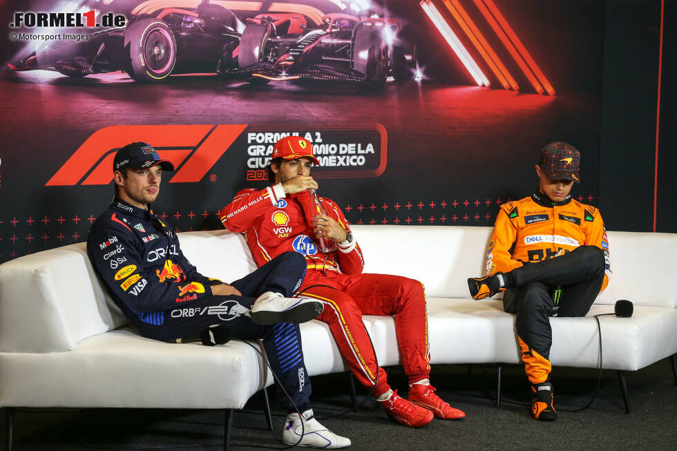 Foto zur News: Max Verstappen (Red Bull), Carlos Sainz (Ferrari) und Lando Norris (McLaren)