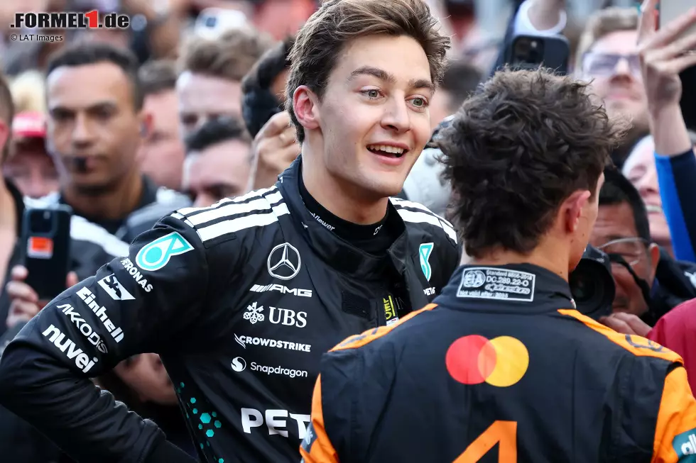 Foto zur News: George Russell (Mercedes) und Lando Norris (McLaren)