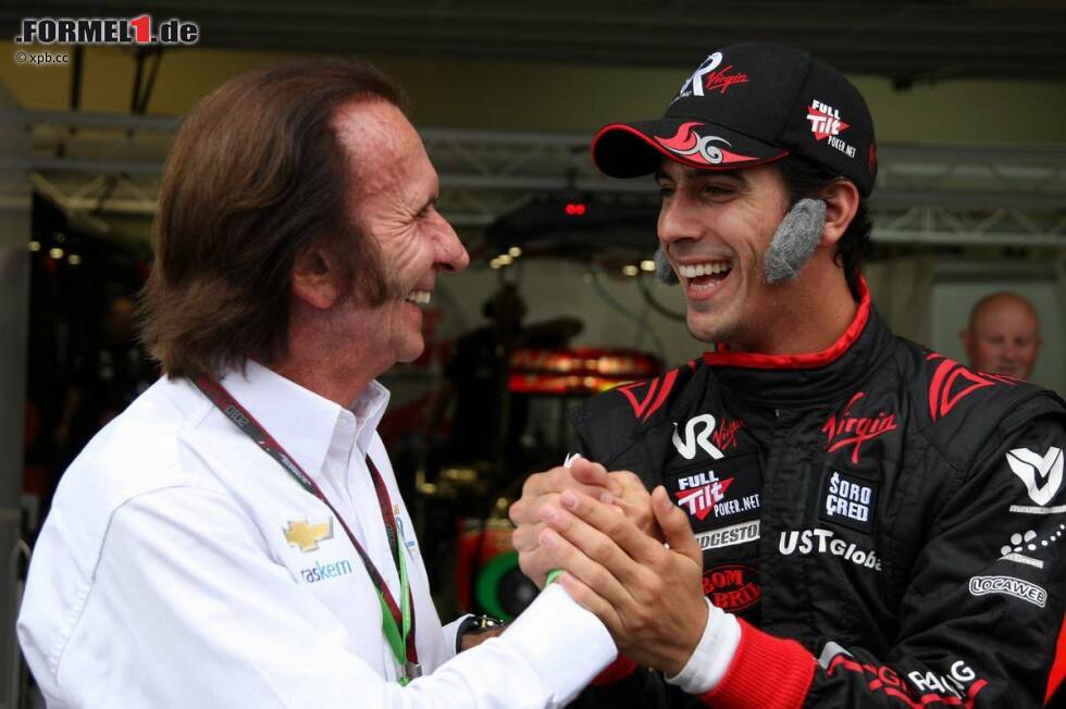 Foto zur News: Lokalmatador Nummer vier: Lucas di Grassi ließ es sich nicht nehmen, Emerson Fittipaldi mit einer Koteletten-Imitation zu hänseln.