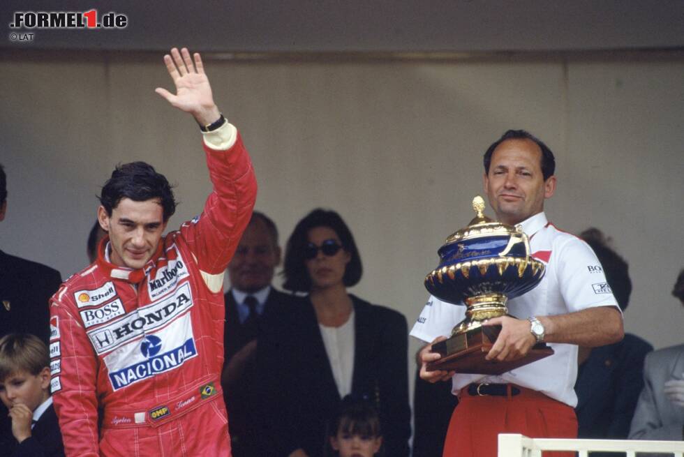 Foto zur News: Monte Carlo zum Fünften: Mit Teamchef Ron Dennis in der Fürstenloge. Bis heute ist Senna in den Straßen an der Cote d&#039;Azur alleiniger Rekordsieger mit sechs Grand-Prix-Erfolgen.