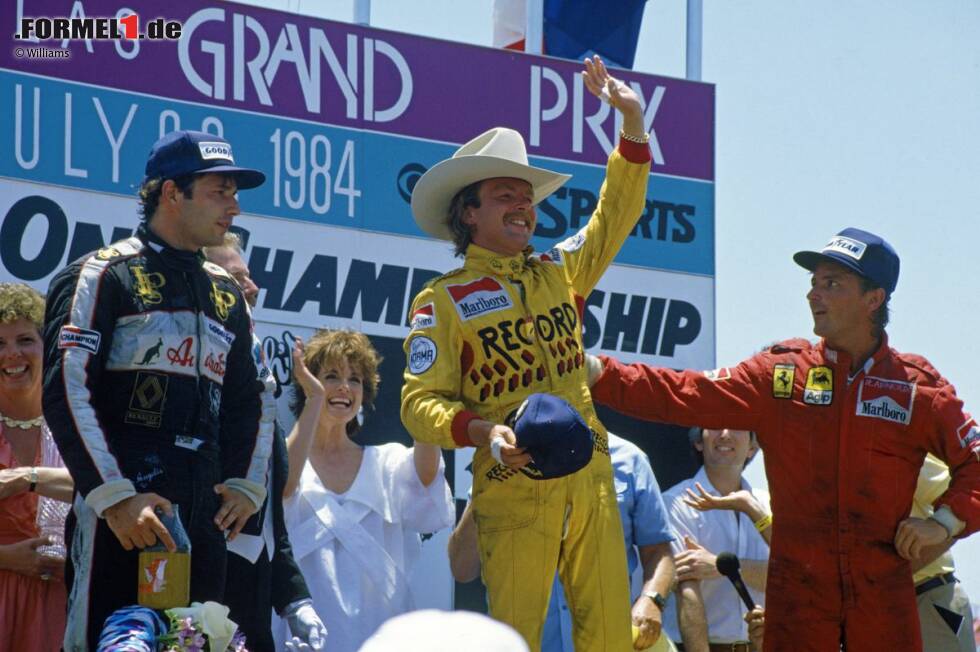 Foto zur News: Der Beginn einer Durststrecke: &quot;Texas-Cowboy&quot; Keke Rosberg feiert 1984 in Dallas seinen einzigen Saisonsieg.