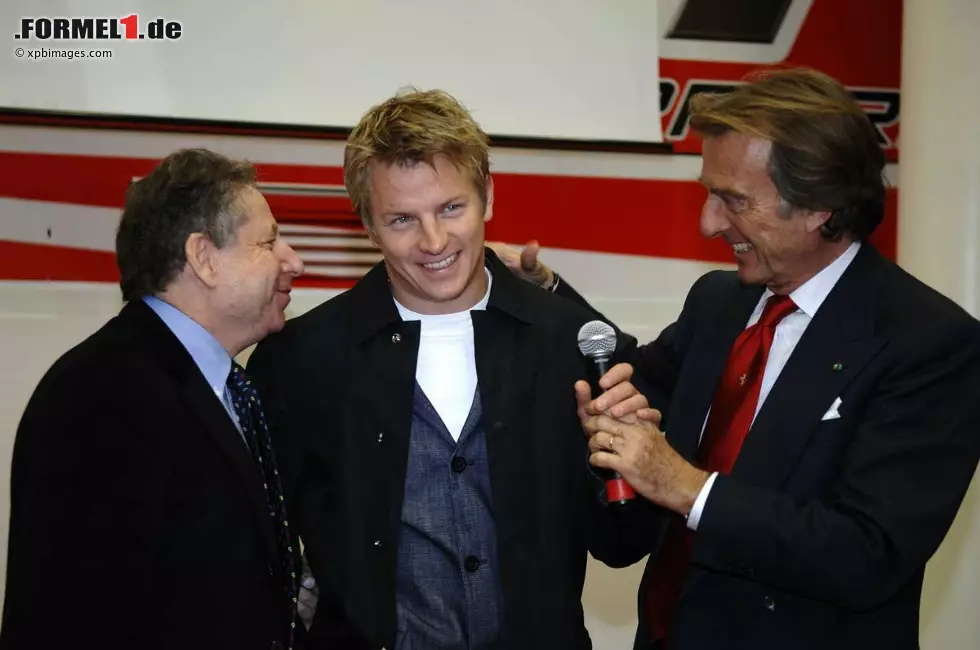 Foto zur News: Räikönnen lacht, er hat Freude, genießt die Wärme im Team. Ferrari-Teamchef Jean Todt und Ferrari-Präsident Luca di Montezemolo herzen ihren Liebsten und lassen ihm in der Folge auch einige kleine Partys durchgehen.