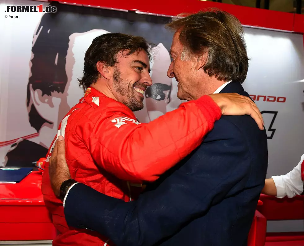 Foto zur News: Die Umarmung für Fernando Alonso sieht jedenfalls schon sehr nach Abschied aus. Und einen etwaigen Golden Handshake von Ferrari könnte Montezemolo für sein strauchelndes Bahnprojekt gut gebrauchen.