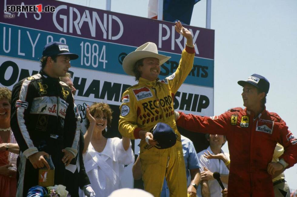 Foto zur News: ... beim Grand Prix der USA in Dallas gelingt ihm jeweils als Zweiter der Sprung auf das Podest. Sieger in Dallas: Keke Rosberg auf Williams.