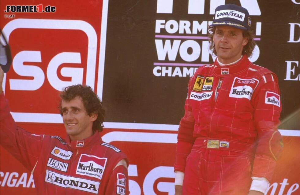 Foto zur News: Den Grand Prix von Monaco muss Berger aufgrund seiner Imola-Verletzungen auslassen. In Estoril meldet er sich viereinhalb Monate später aber eindrucksvoll zurück: Er gewinnt den Grand Prix von Portugal vor Alain Prost und übernimmt in der folgenden Winterpause ...