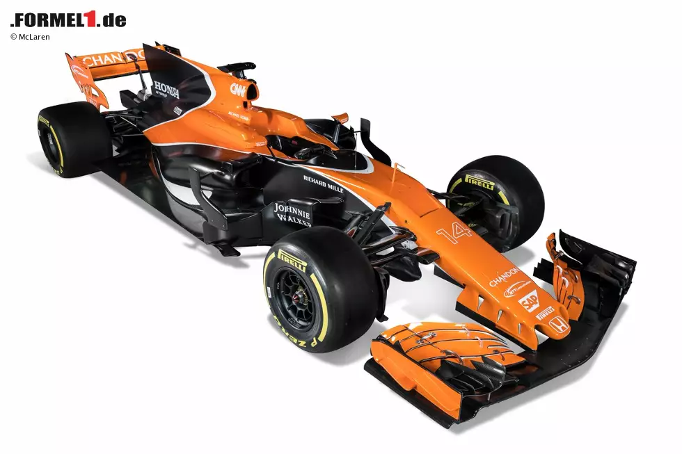 Foto zur News: 2017: Nach dem Abgang von Ron Dennis endet bei McLaren die Ära der MP4. Der neue Bolide für die Formel-1-Saison 2017 trägt den Namen MCL32 - und neben Schwarz das klassische McLaren-Orange