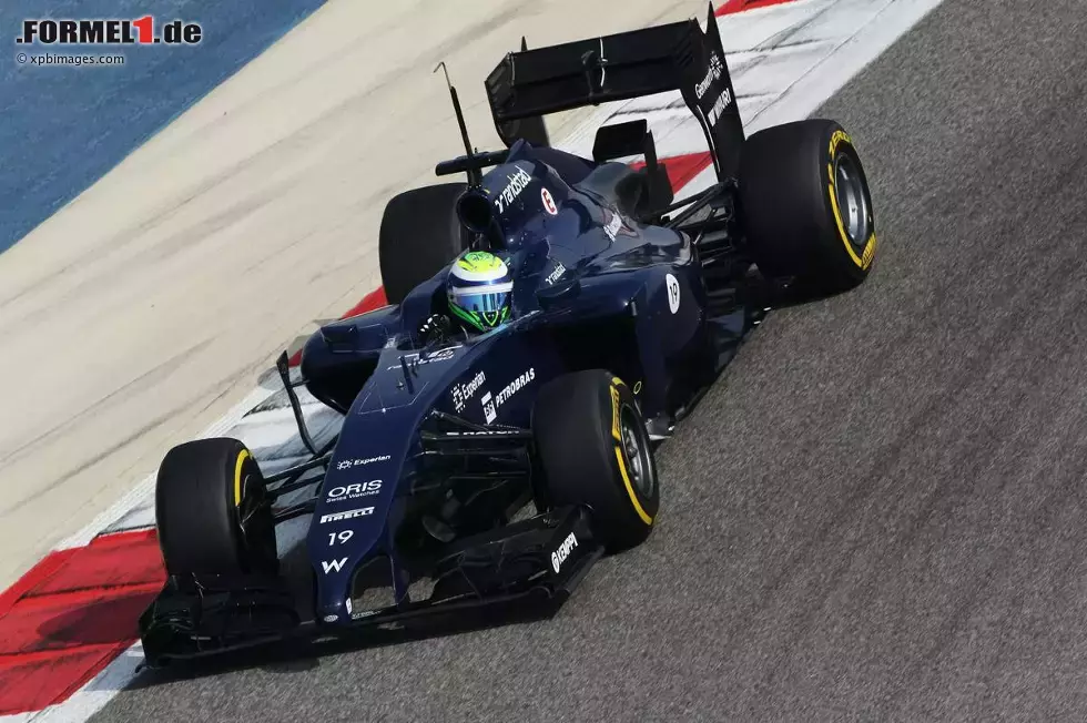 Foto zur News: Die schnellste Rundenzeit beim zweiten Test in Bahrain gelang Williams-Fahrer Felipe Massa am Samstag mit 1:33,258 Minuten auf den supersoften Pirelli. Zum Vergleich: Die schnellste Rundenzeit in der vergangenen Woche erzielte Mercedes-Fahrer Nico Rosberg mit 1:33.283 Minuten auf den weichen Slick.