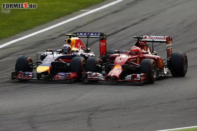 Foto zur News: Zum "Überhol-König des Rennens" krönt Experte Marc Surer aber Ricciardo: "Das sieht immer so konsequent aus bei ihm. Wenn er geht, dann passt's." Hier gegen Kimi Räikkönen (Ferrari), der am Ende Neunter wird, ...