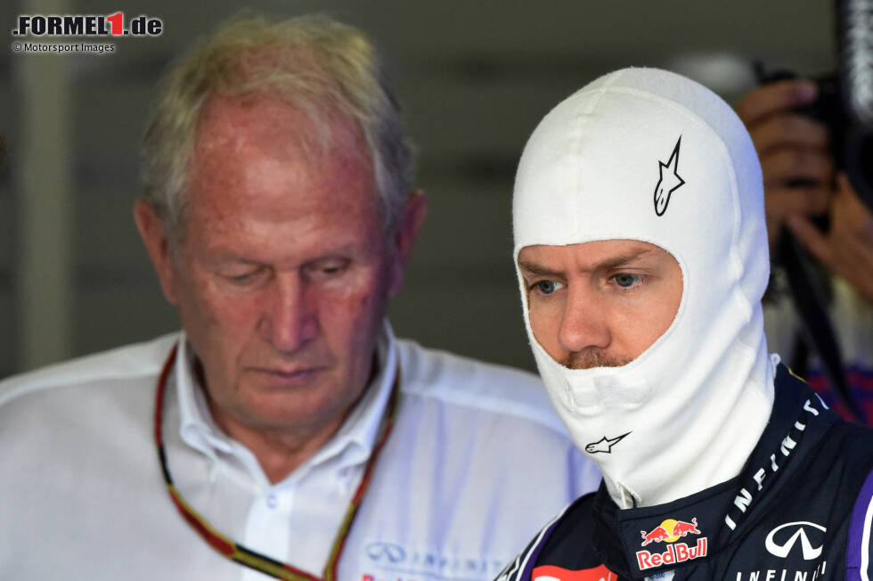 Foto zur News: 18. September 2014: Die einstige Liebesbeziehung zwischen Red Bull und Vettel kühlt immer mehr ab. Motorsportkonsulent Helmut Marko sagt: &quot;Herr Vettel ist einer unserer teuersten Posten.&quot; Mit Daniel Ricciardo, Daniil Kwjat und Max Verstappen habe man &quot;drei Kids, die zusammen wahrscheinlich nicht mal zehn Prozent von Sebastian verdienen&quot;.