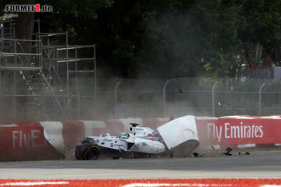 Foto zur News: In Kanada war Felipe Massa schon wieder das Opfer: Namen wiederholen sich, denn der Übeltäter hieß in diesem Fall Sergio Perez. Wobei die Rollenzuweisung zu relativieren ist, schließlich stritten sich beide Teams in der Folge wochenlang über Schuldfrage. Die FIA schob letztlich dem Force-India-Piloten den Schwarzen Peter zu.