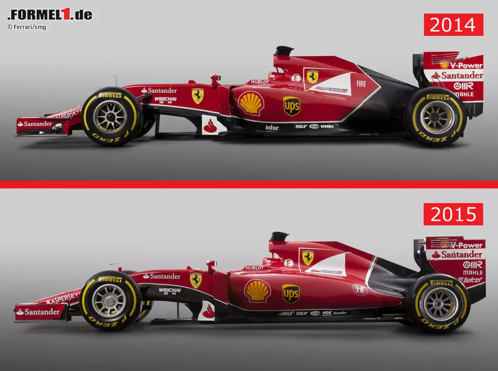 Foto zur News: Farblich ist sich Ferrari treu geblieben, das schwarz lackierte Heck des Vorjahresautos F14 T musste beim neuen SF15-T etwas mehr Ferrari-Rot weichen.