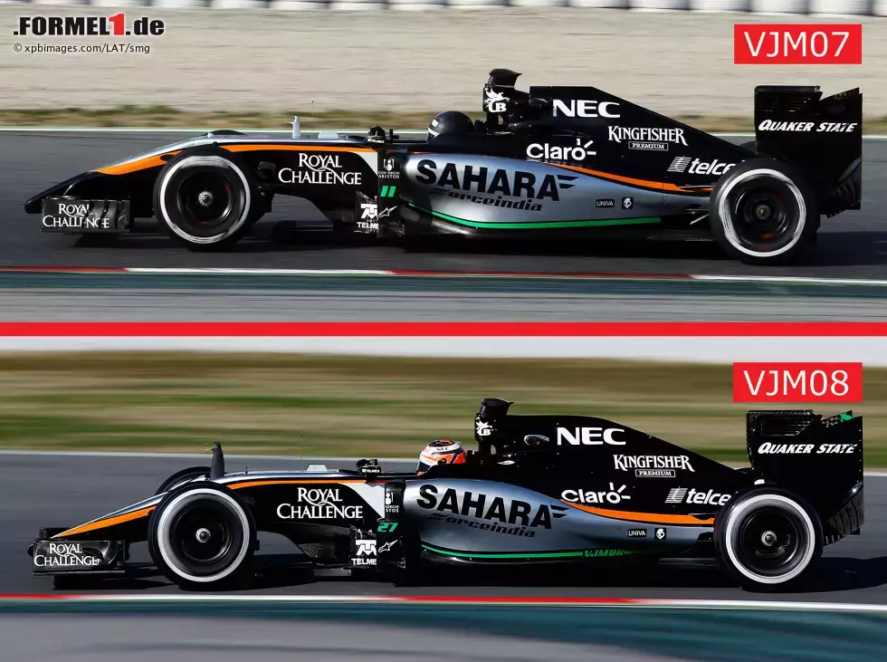 Foto zur News: Force India VJM07 vs. VJM08 - der VJM08 fuhr erst in Barcelona