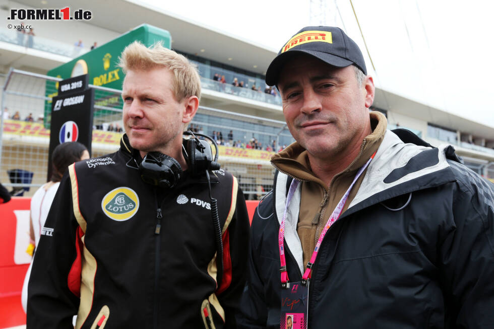 Foto zur News: Von ihm prallt das alles ab: &quot;Friends&quot;-Star Matt &quot;Joey&quot; LeBlanc ist begeisterter Formel-1-Fan und in Austin inzwischen Stammgast. Hier mit Lotus-Pressesprecher Andy Stobart. How you doin&#039;, guys? And see you next year, back in Texas!