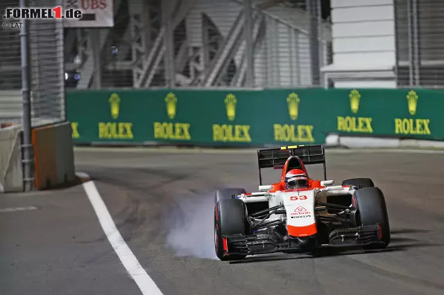 Foto zur News: Übrigens: Nach dem Crash im Freien Training liefert Formel-1-Debütant Alexander Rossi im Manor-Marussia eine ordentliche Vorstellung ab. Er wird 14., 14,8 Sekunden vor seinem Teamkollegen Will Stevens.