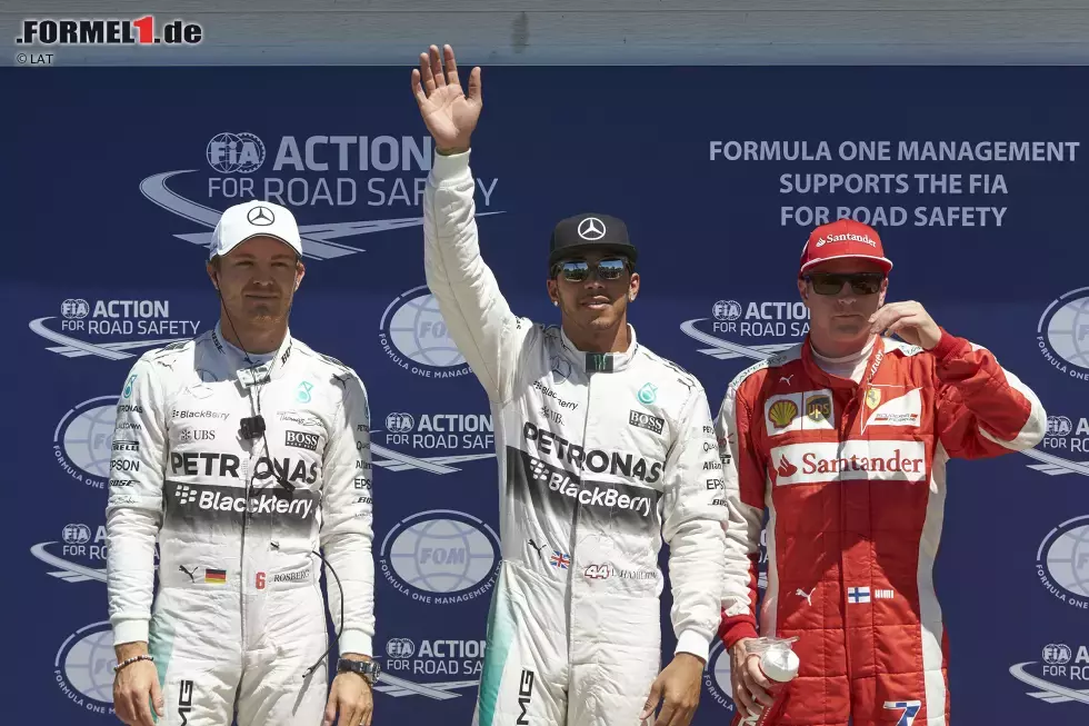 Foto zur News: 44. Pole-Position für den Mann mit der Startnummer 44, bereits die vierte in Montreal: Hamilton ist in der ewigen Bestenliste Vierter, auf Vettel fehlt noch eine Pole. Mehr haben nur Michael Schumacher (68) und Ayrton Senna (65). Im Rennen knackt Hamilton noch den alten Führungsrunden-Rekord von Nigel Mansell und ist damit auch in dieser Statistik bester Brite.