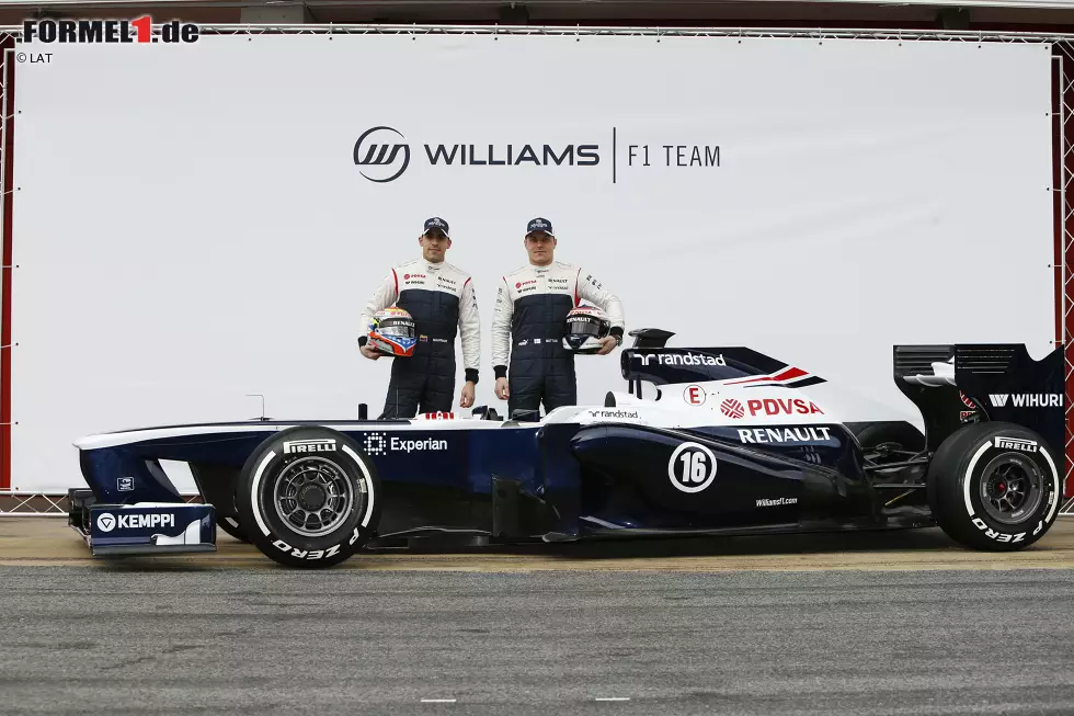 Foto zur News: 2013: In Barcelona zeigt Williams den FW35 für Pastor Maldonado und Newcomer Valtteri Bottas. Doch das Team rutscht weiter ab: Im zweiten Jahr mit Renault-Power landet Williams nur auf Position neun der Formel-1-WM, mit gerade einmal fünf Punkten.