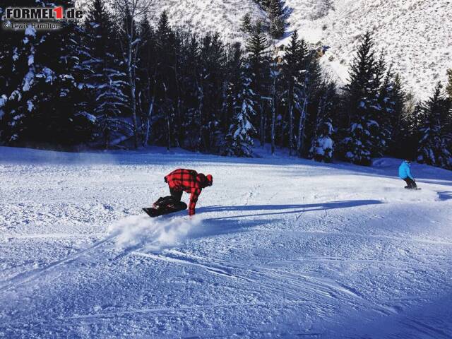 Foto zur News: Denn auch Hamilton zog es einmal mehr ins Skigebiet. In den USA traf er dabei sogar auf Skirennläuferin Lindsey Vonn, mit der er gemeinsam die Pisten unsicher machte.