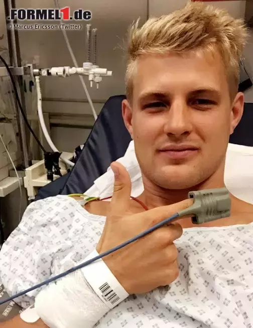 Foto zur News: Marcus Ericsson verbringt den Samstagabend nach seinem Crash im Freien Training im Krankenhaus statt bei der Formel-1-Party. Die Checks ergeben aber: Unfall heil überstanden, er darf am Sonntag fahren. Leider nur bis die Elektrik am Sauber streikt.