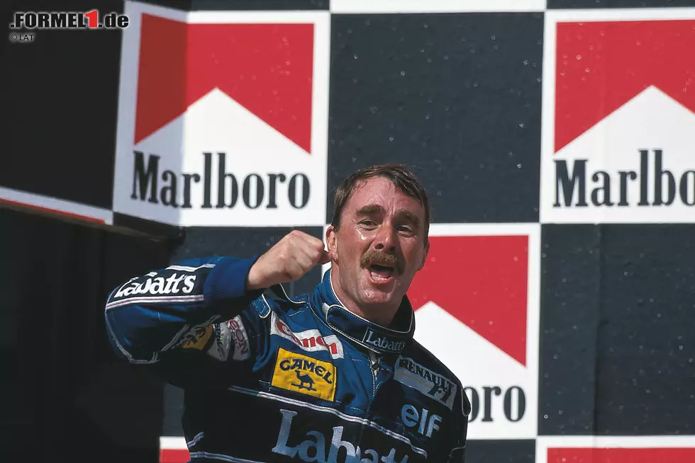 Foto zur News: Der nächste Aussteiger ist Nigel Mansell. Nach vielen Versuchen gelingt dem Briten 1992 endlich der ersehnte Formel-1-Titel mit Williams. Im Jahr darauf ist &quot;Der Löwe&quot; jedoch nicht mehr am Start - Nachfolger Damon Hill tritt daraufhin mit der berühmten Startnummer 0 an!