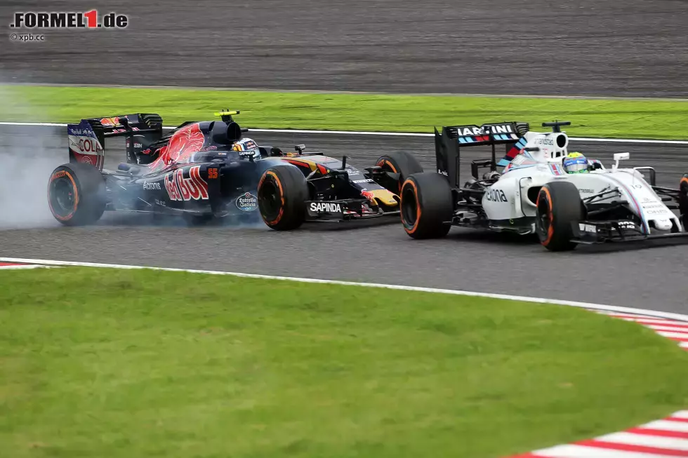 Foto zur News: Eines der Highlights: Im Kampf um Platz zehn setzt sich Carlos Sainz (Toro Rosso) gegen Massa zunächst extrem hart zur Wehr. Dass es in Kurve 1 nicht kracht, ist der Besonnenheit des Williams-Routiniers zu verdanken. Der geht wenig später trotzdem vorbei und wird am Ende Neunter. Sainz muss sich mit P17 begnügen.