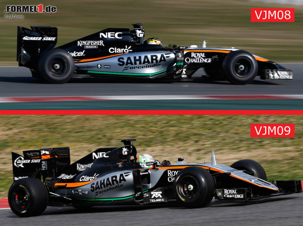 Foto zur News: Selbst das geschulte Auge hat Probleme, optische Unterschiede zwischen Force Indias Modellen VJM08 und VJM09 zu erkennen.